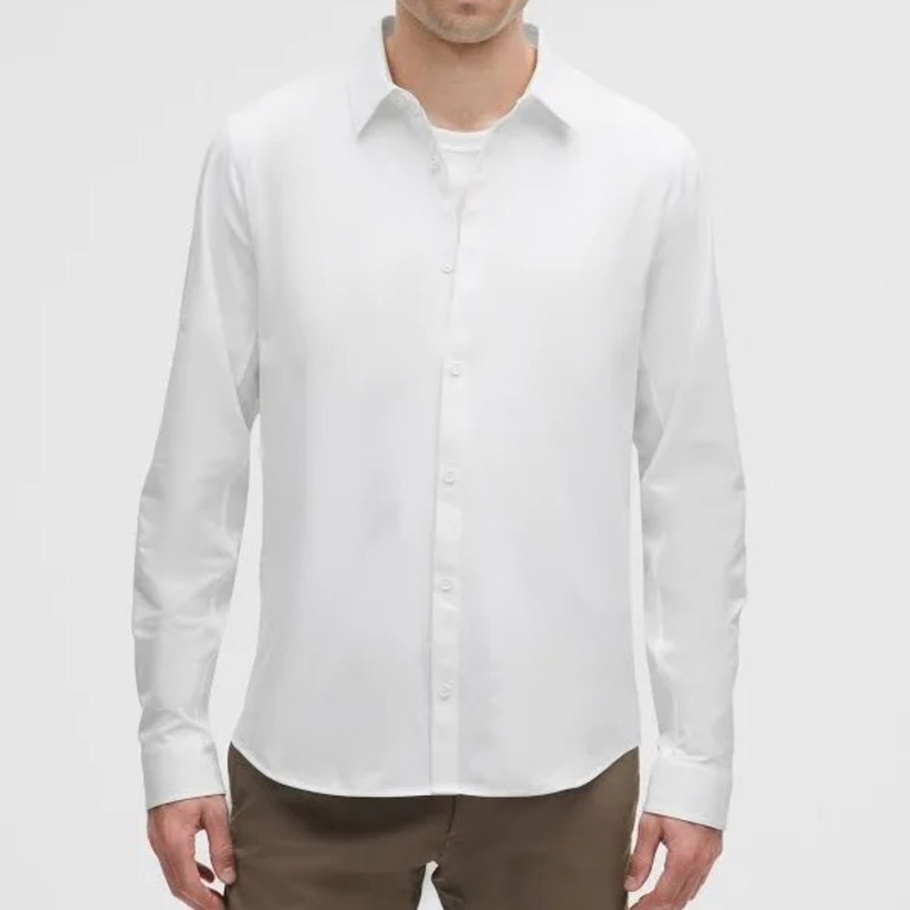 lululemon athletica Men’s White Long-Sleeve Dress Shirt